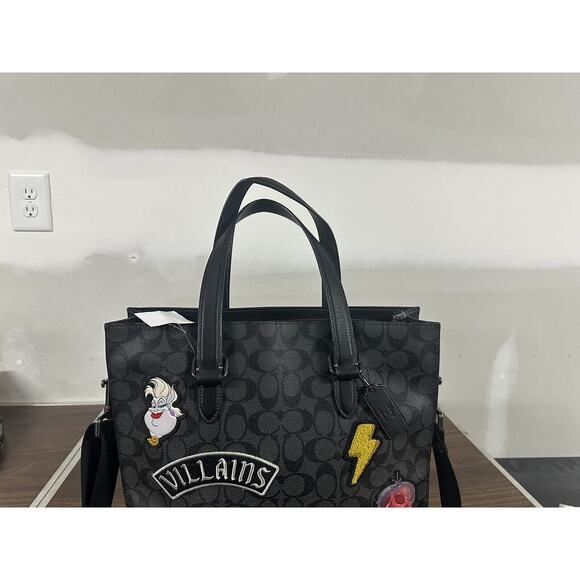 Coach Disney Graham Structured Tote Large Disney Villans Signature Canvas Black - Picture 13 of 16